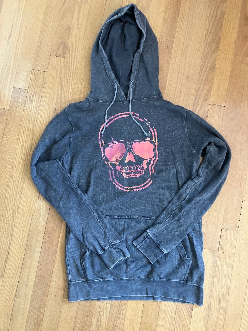 Skull Hoodie Sz Mens S Gray Metallic